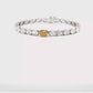 18K White Gold Tennis Bracelet, 12.72ct GH Ovals with 0.90 Vivid Yellow Cushion Cut Diamond