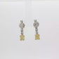 one of a kind matching set of Fancy Intense  Yellow Cushion Cut Diamond Dangle Earrings in White Gold
