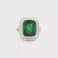 14kt White Gold Cocktail Ring with Cushion-Cut Green Tourmaline