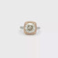14kt Tri-color Engagement Ring with Cushion-Cut Diamond