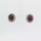 14kt white gold Stud Earrings with Oval Ruby Cabochons
