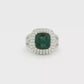 14 kt White Gold Cocktail Ring with Cushion-Cut Green Tourmaline