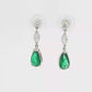 14k White Gold Diamond and Emerald Drop Earrings