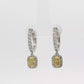 White Gold Dangle Earrings with Cushion Cut Vivid Yellow Diamonds. Uncanny matching pair !!