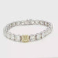 18K White Gold Tennis Bracelet with 26.25 ct Round Brilliant-Cut Diamonds and 1.71 GIA Fancy Yellow Diamond
