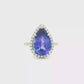 18kt White Gold Cocktail Ring with Pear-Shaped Tanzanite