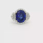 Platinum Cocktail Ring with a deep blue Tanzanite oval