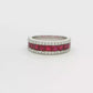 18kt White Gold Eternity Band with Square Step-Cut Rubies and diamonds