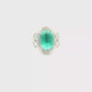 14 kt White Gold Cocktail Ring with Green Tourmaline Cabochon